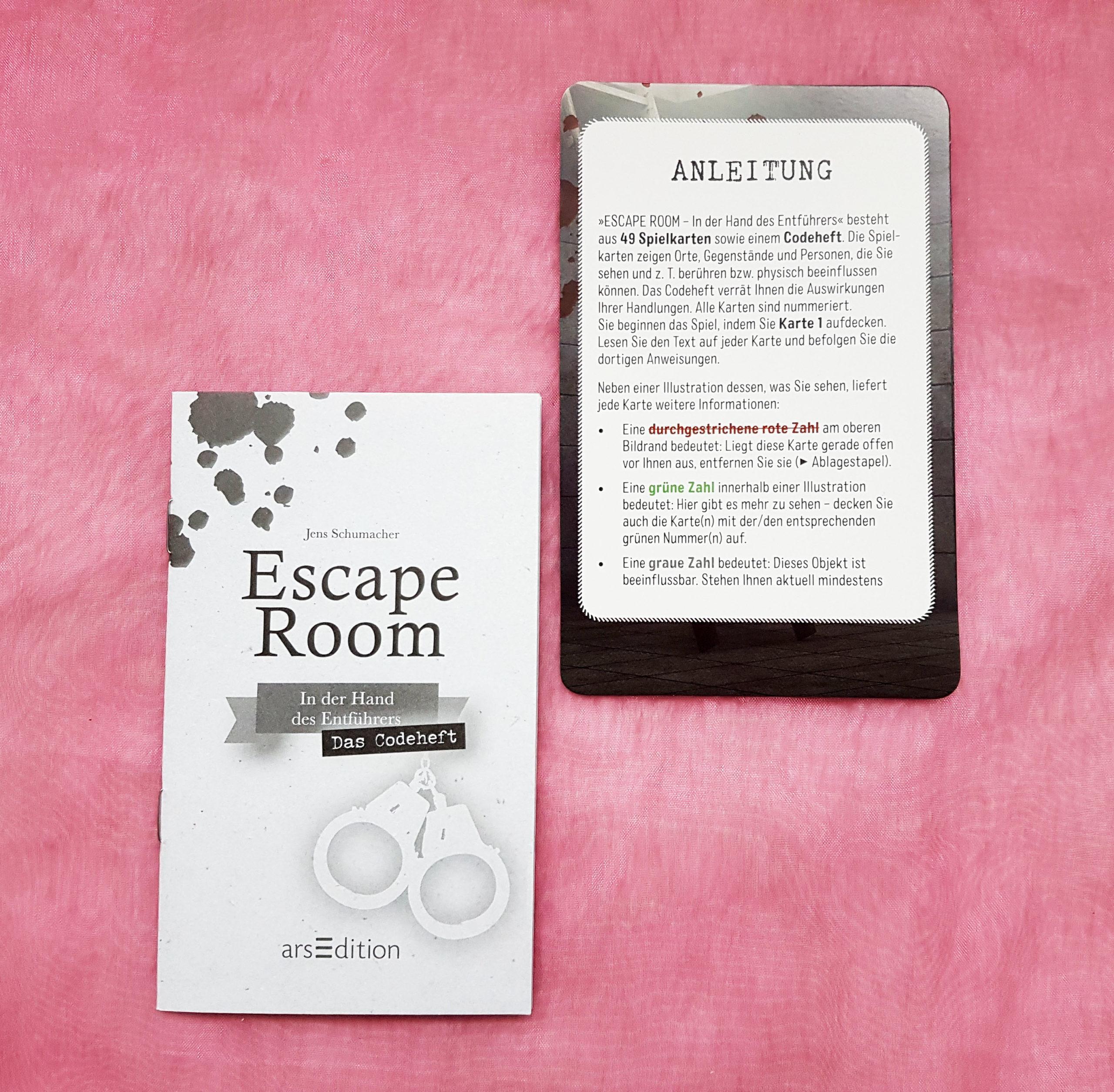 Codeheft und Anleitung zum Spiel Escape Room - In der Hand des Entführers.